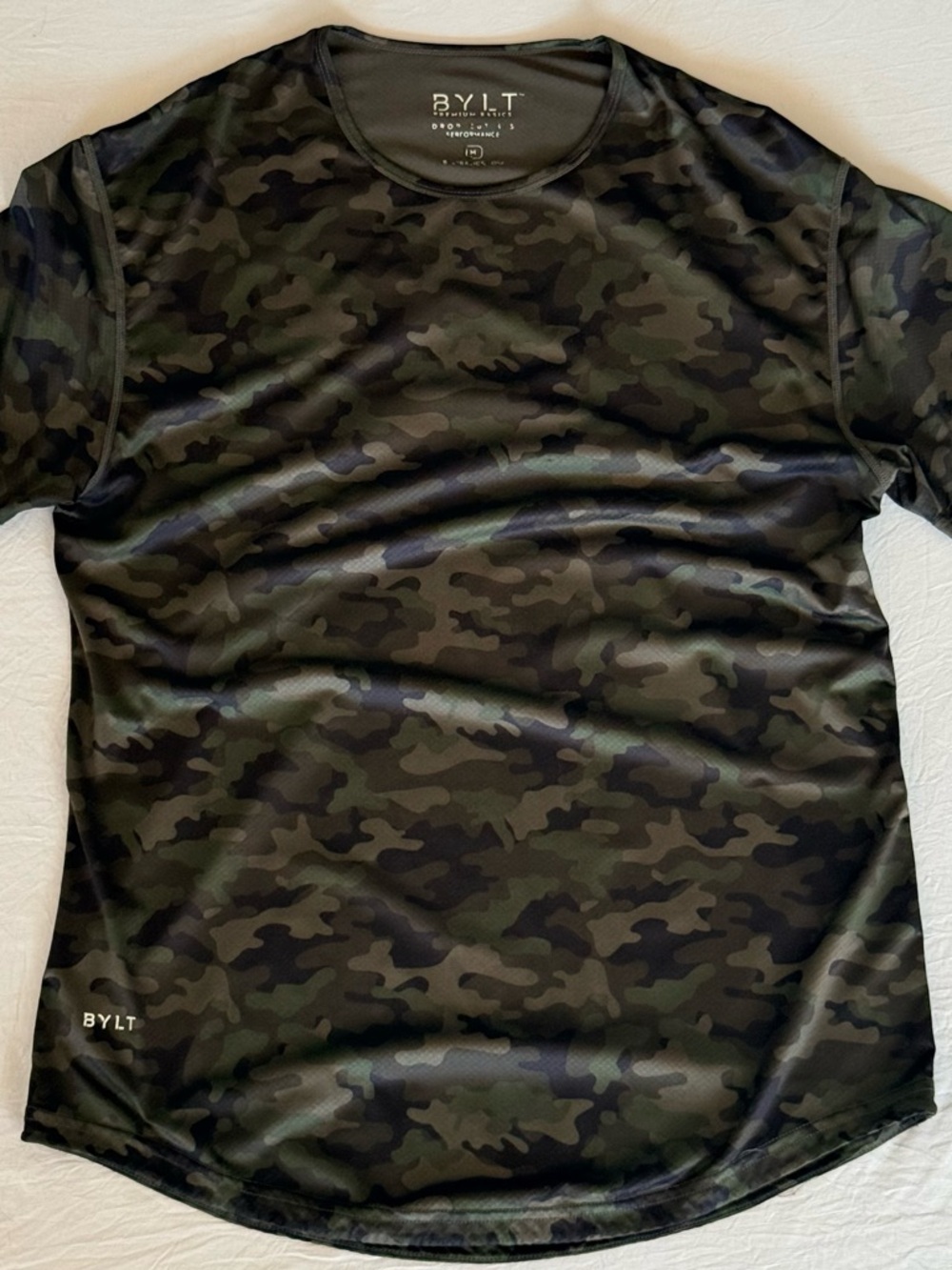 BYLT Men's Camo Performance Drop Cut Short Sleeve Tee - Olive/Black